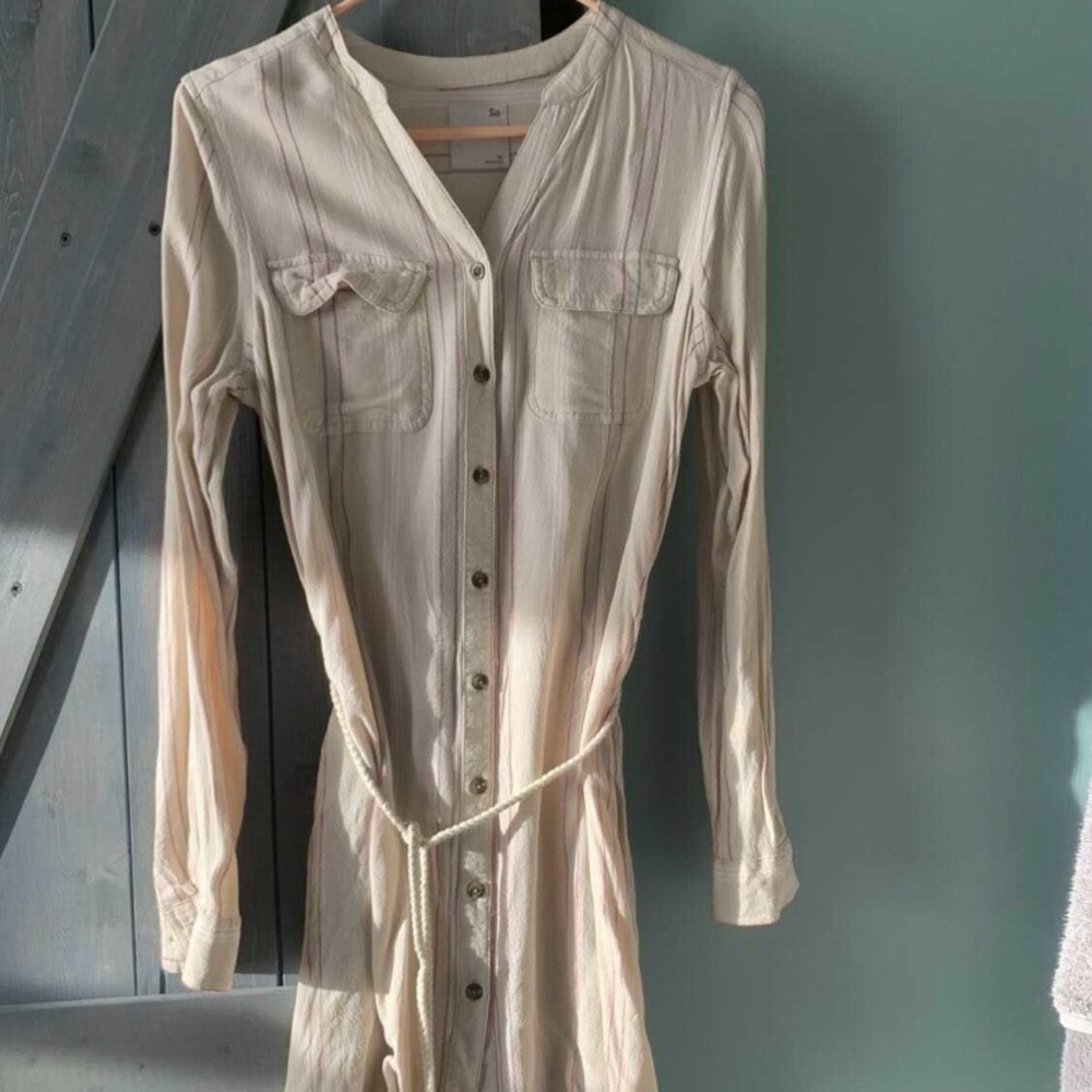 Cream Button-Down Shirt Dress
